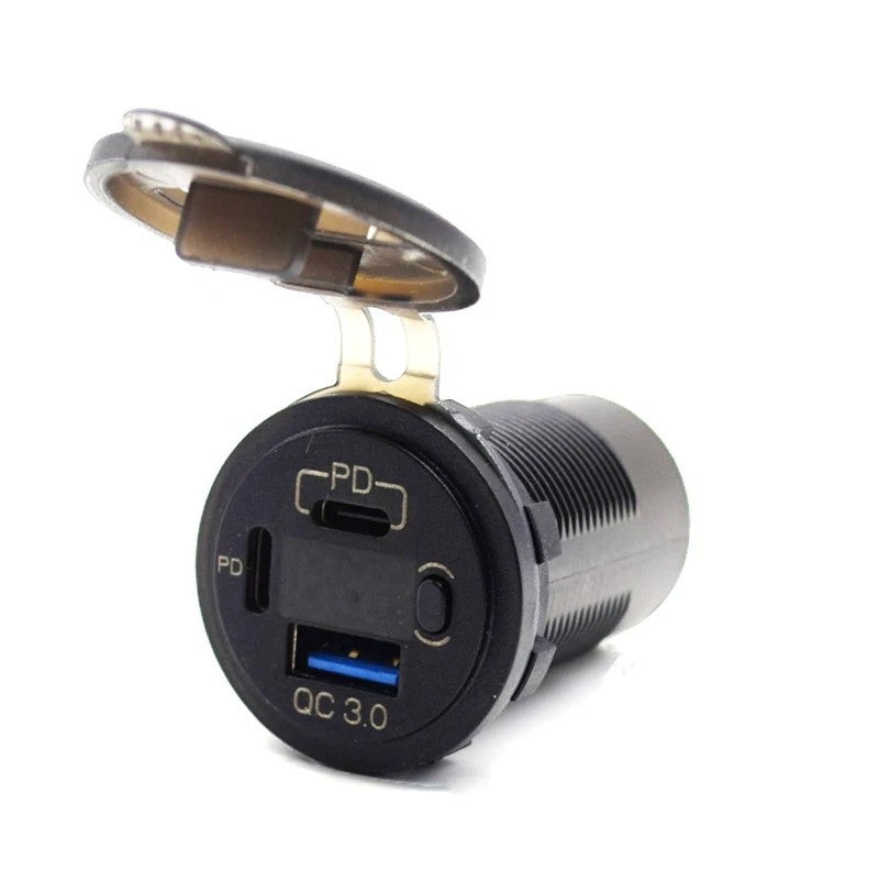 Bluejw Dual USB Quick Charge 3.0 Car Charger with PD USB-C, On/Off Switch, Voltmeter & Blue Light + Wireless Charger Adapter (12V, 220V) - Automobile Chargers - Image 3